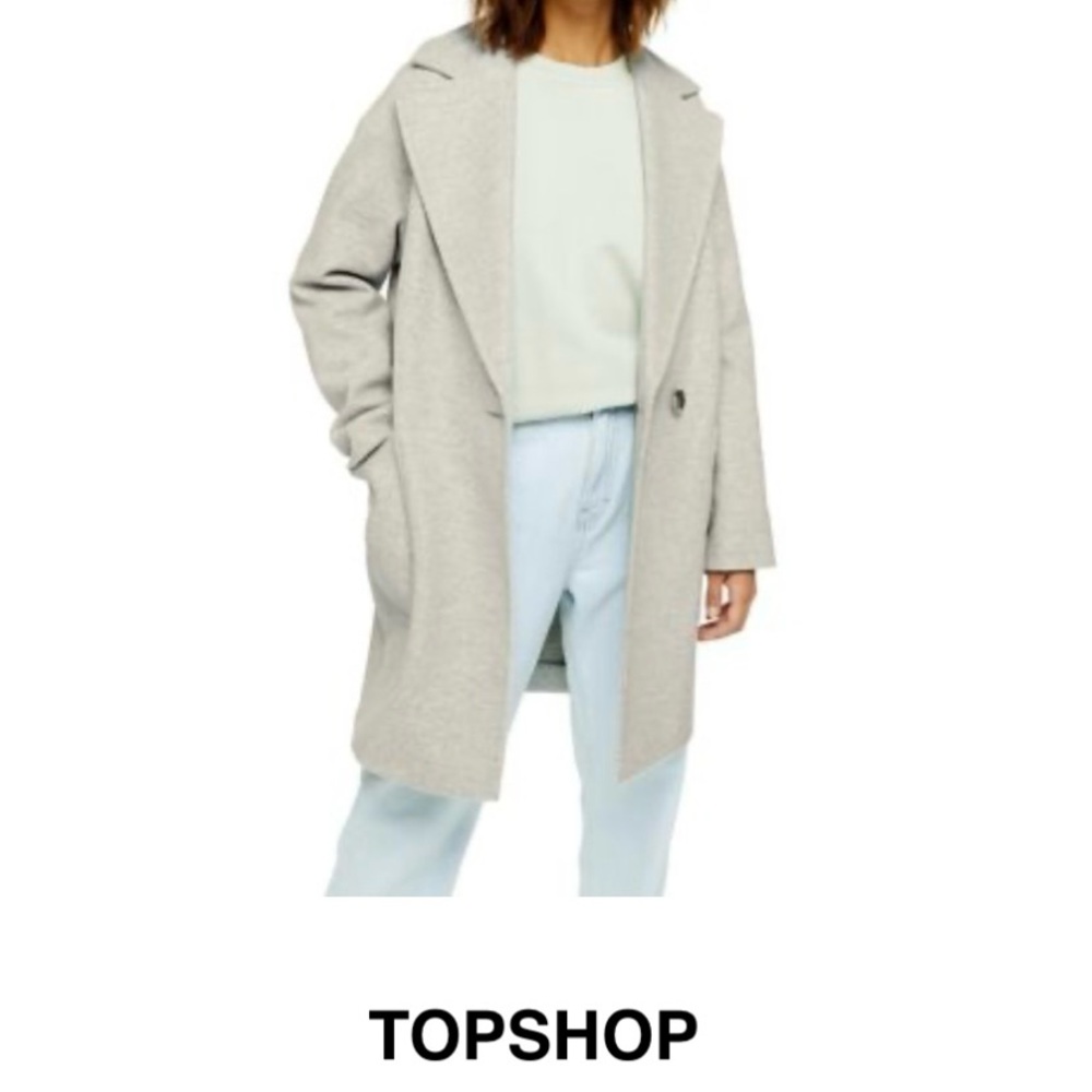 Topshop Gray Single-Breasted Coat